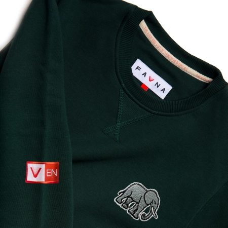Bluza męska Basic ze słoniem afrykańskim - zielona